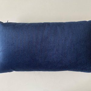 Navy Striped Velvet Pillow